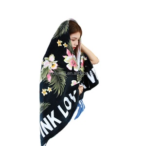 Serviette de plage jetable en coton 100% personnalisée à séchage rapide, <span class=keywords><strong>poncho</strong></span> compressé pour adultes, motifs sportifs jacquard, pour la maison, le <span class=keywords><strong>bain</strong></span>, la natation - Product Image 1