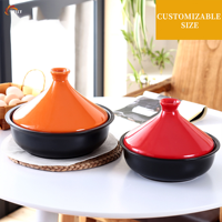 Casserole en céramique moderne XL, ustensile de cuisson marocain Taji, pot à tajine en céramique avec revêtement céramique, design minimaliste et couvercle