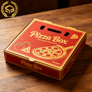 Boîte à pizza en <span class=keywords><strong>carton</strong></span> ondulé de qualité <span class=keywords><strong>alimentaire</strong></span>, avec logo de marque personnalisé, conteneur <span class=keywords><strong>alimentaire</strong></span> respectueux de l'environnement - Product Image 1