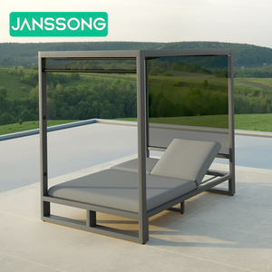 Venta al por mayor popular cama doble sombrilla con marco de aluminio <span class=keywords><strong>tumbonas</strong></span> para modernos salones de patio en el jardín - Product Image 3