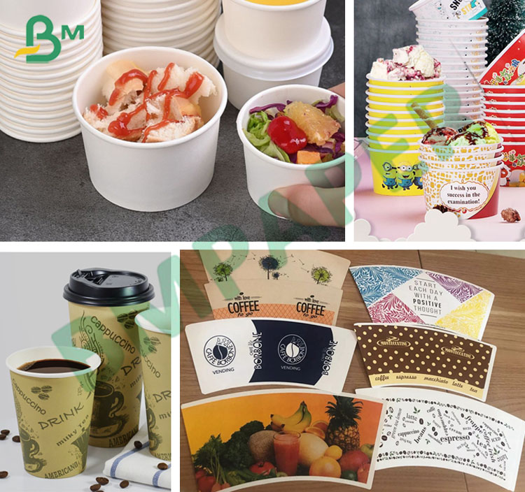 White Matt Cup Stock Paper Board Poly PE PLA Coated 150gsm To 330g P1S P2S
