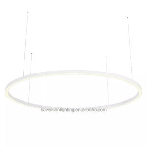 Lustre à anneau en aluminium de conception créative, luminaire suspendu LED argenté de 1500mm de diamètre avec <span class=keywords><strong>cordons</strong></span> et auvent réglables - Product Image 3