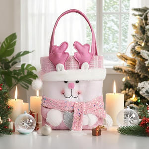 Navidad Santa muñeco <span class=keywords><strong>de</strong></span> nieve bolsa <span class=keywords><strong>de</strong></span> tela festiva Rosa felpa regalo bolsa para almacenamiento <span class=keywords><strong>de</strong></span> dulces Apple <span class=keywords><strong>intercambio</strong></span> fiesta favores decoraciones - Product Image 4