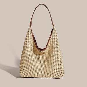 Nouveau style de sac fourre-tout en <span class=keywords><strong>osier</strong></span> rétro, <span class=keywords><strong>grand</strong></span> sac à bandoulière unique pour femmes, sac de plage de vacances d'été décontracté et spacieux - Product Image 5