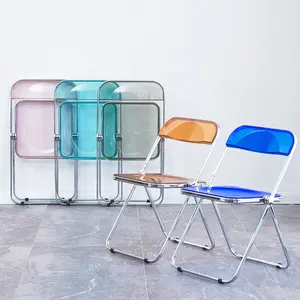 Cadeira dobrável transparente para uso ao ar livre, móveis de plástico e metal, acrílico transparente para eventos, preço de fábrica