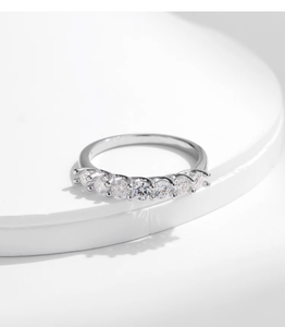 S925 Sterling Silver Women's <b>Ring</b> Rhodium Plated Brilliant Cut Moissanite Prong Setting CMA Certified Minimalist Style Wedding - Product Image 6