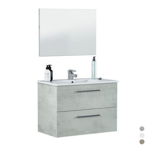Mueble de baño suspendido Aruba 57 x 80 x 45 cm con acabado cemento, incluye espejo y lavabo - Product Image 1