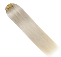 Extensions de cheveux humains couleur blond platine 613, peuvent être teintes, cheveux vierges russes Remy, cuticules alignées, clips invisibles