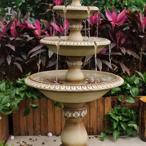 Decorazione da giardino in poliresina a 4 livelli con luce a led fontana da esterno in pietra fusa a più livelli - Product Image 3