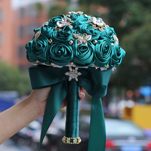 <span class=keywords><strong>Pas</strong></span> <span class=keywords><strong>cher</strong></span> 18cm Champagne Blanc Or Ruban De Soie Bouquets De <span class=keywords><strong>Mariée</strong></span> Pour Les Mariées Demoiselles D'honneur Fleurs Artificielles Diamant Fleurs De Mariage - Product Image 5