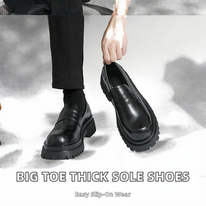 Mocassins d'affaires respirants à semelle épaisse et bout large, à enfiler, unis, formels, à plateforme, Printemps Été Automne - Product Image 2