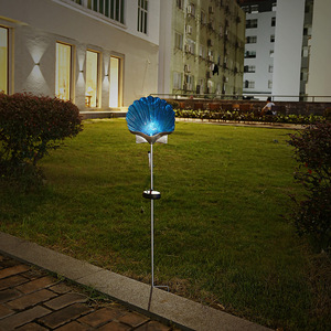 Solar Garden <b>Light</b> Blue Shell Pearl Design <b>LED</b> Outdoor Decorative Lamp Water Resistant Free Standing Solar Powered - Product Image 4
