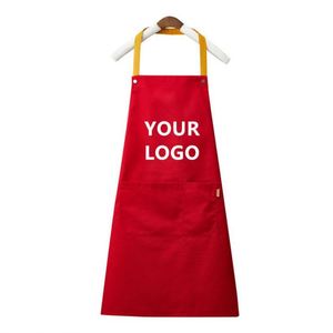 Customized Logo <b>Kitchen</b> Chef Waterdrop Resistant Cotton With Adjustable Pockets <b>Apron</b> for Adult Children's - Product Image 1
