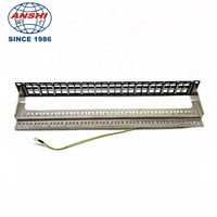 ANSHI 1U 48 Port 19 inci CAT5E CAT6 CAT6A Panel Patch STP terlindung dengan produk telekomunikasi manajemen kabel