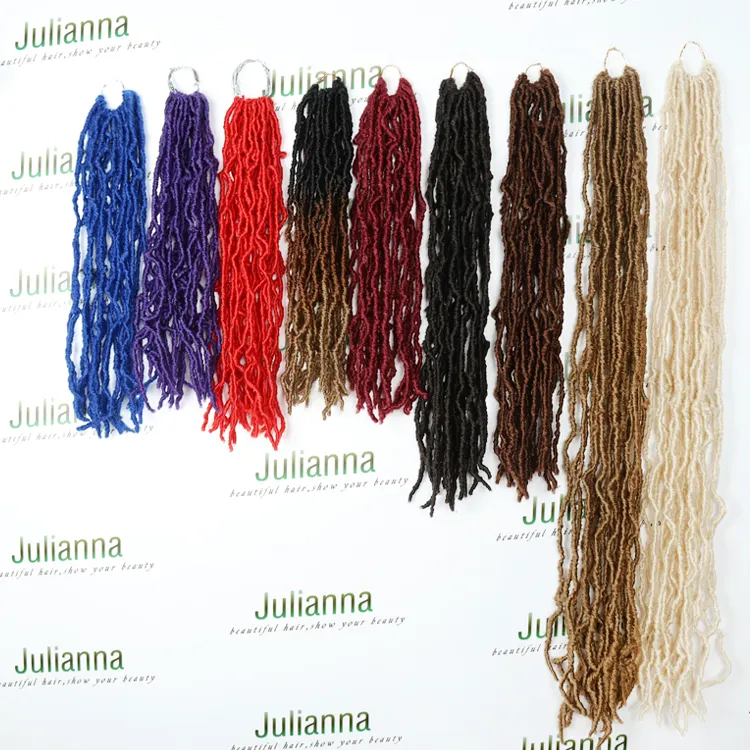 Julianna 새로운 locs 18 24 36 인치 kanekalon 합성 dreadlocks 가짜 확장 350 빨간 금발 머리 크로 셰 뜨개질 36 인치 부드러운 locs