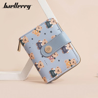Dompet Pendek Wanita Baru Baellerry Pola Beruang Kartun Lucu Kancing Tekan Ritsleting Dompet Kulit PU Grosir Dompet untuk Wanita