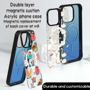 Dễ thương thiết kế động vật đôi trở lại tấm có thể thay thế uv-có thể in điện thoại thông minh bao gồm cho <span class=keywords><strong>iPhone</strong></span> 16 nam châm mạnh mẽ điện thoại di động trường hợp - Product Image 6