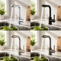 Robinet de lavabo moderne monotrou en acier inoxydable, mitigeur chaud/froid à poser sur le comptoir avec valve en céramique rotative pour salle de bain