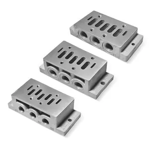 ISO1 1/4'' ISO2 3/8'' ISO3 1/2'' Series Aluminum Alloy Pneumatic Parts Base Manifold For ISO5599/1 Solenoid Valve