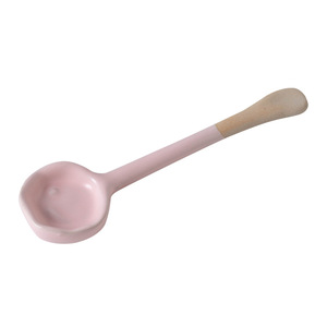 Ceramic <b>Coffee</b> <b>Spoon</b> Long Handle Heat Resistant Solid Color Round Shape For Tea Stirring Handmade Pottery Style - Product Image 5