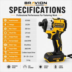 <span class=keywords><strong>Atornillador</strong></span> de Impacto Inalámbrico de <span class=keywords><strong>20V</strong></span>, 205Nm, <span class=keywords><strong>Eléctrico</strong></span>, sin Escobillas, para <span class=keywords><strong>DEWALT</strong></span>, Trabajos en Madera y Ensamblaje de Muebles - Product Image 3
