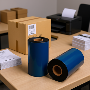 ริบบิ้นเทอร์มอลแว็กซ์ D0100HPQTUY ขนาด 4.33 x 985 ฟุต สีน้ำเงิน ใช้ได้กับเครื่องพิมพ์ฉลาก สำหรับการพิมพ์ฉลากการจัดส่ง - Product Image 2