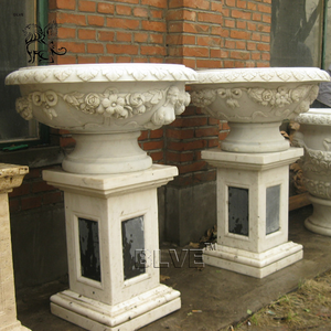 BLVE estilo europeo casa decoración <span class=keywords><strong>Exterior</strong></span> piedra Natural relieve <span class=keywords><strong>maceta</strong></span> tallada a mano Cisne mármol jardín Macetas - Product Image 3