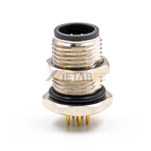 M12 Connector Waterproof A Code 8 Pin Male PCB Front Mount Circular Connector - Product Image 3