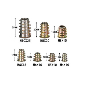 Connecteur de meubles en alliage de zinc et acier au carbone, tête plate, entièrement fileté, écrou à insérer M4 M5 M6 M8, vis à bois, finition zinguée - Product Image 6