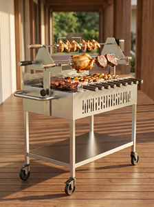 Parrilla Tradicional Griega Souvla de Acero Inoxidable, Barbacoa Cipriota Foukou a Carbón con Brochetas Giratorias Automáticas de Múltiples Niveles - Product Image 4