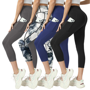 Women Elastic Waist High Spandex Yoga <b>Leggings</b> <b>with</b> <b>Pocket</b> Breathable Quick Dry Four Way Stretch Full Length <b>Workout</b> Pants - Product Image 2