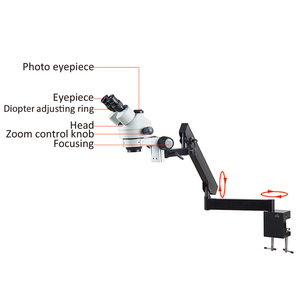 Zoom <strong>Frame</strong> 7X-45X Zooming <strong>Microscope</strong> 360 Degree Adjustable Arm Clamp Crane Jib Trinocular Stereo Manufacturer Jewelry <strong>Microscope</strong> - Product Image 2