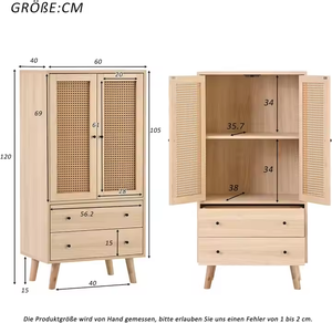 Modern <strong>Rattan</strong> Design Sideboard <strong>Chest</strong> <strong>of</strong> <strong>Drawers</strong> with 2 <strong>Rattan</strong> Doors and 2 <strong>Drawers</strong> for Bedroom &amp; Living Room - Product Image 5