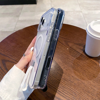 Casing ponsel transparan Magnet kuat penutup ponsel kristal pegangan jari tertanam untuk iPhone 17 Air 17 Pro Max pelindung kamera