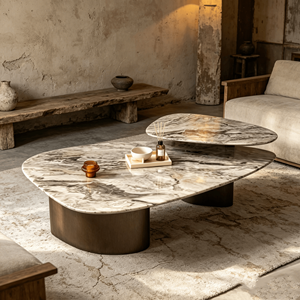 Table basse en <span class=keywords><strong>quartz</strong></span> artificiel artisanal irrégulier, style européen moderne, pierre sculptée antique sur mesure - Product Image 4