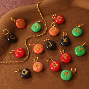 Non Tarnish 14k 18k Gold Plated 316L Stainless Steel Pendant chocolate chips Candy Charms for Necklace <b>Bracelet</b> Jewelry Making - Product Image 3