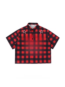 เสื้อเชิ้ตฮิปฮอปอเมริกันทรงหลวมสั่งตัดพิเศษสำหรับผู้ชาย สวมใส่สบายและมีสไตล์ พร้อมปกเสื้อพับลง ลายสก็อตทรงบ็อกซี่ - Product Image 1