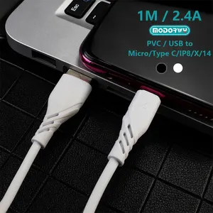 MODORWY Kabel Data Transfer Usb, Kabel Data Transfer Usb 2,4 A Tipe C LT Kabel Data Port Mikro Cocok untuk Xiaomi Huawei