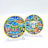 Großhandel Harz-Reiseandenken-Teller Europäische Sehenswürdigkeiten Holland Paris Bordeaux Cannes Geschenk-Display Touristenläden Heimdekoration