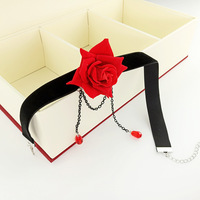 Collier ras du cou sexy HLC pour femme, thème steampunk, collier en dentelle noire avec pendentif fleur rouge, style victorien, collier gothique