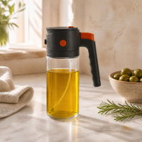 Bouteille en verre portable 2-en-1 de 550 ml pour cuisine, pulvérisateur d'huile à brume fine et vaporisateur d'huile d'olive avec bec verseur, à main