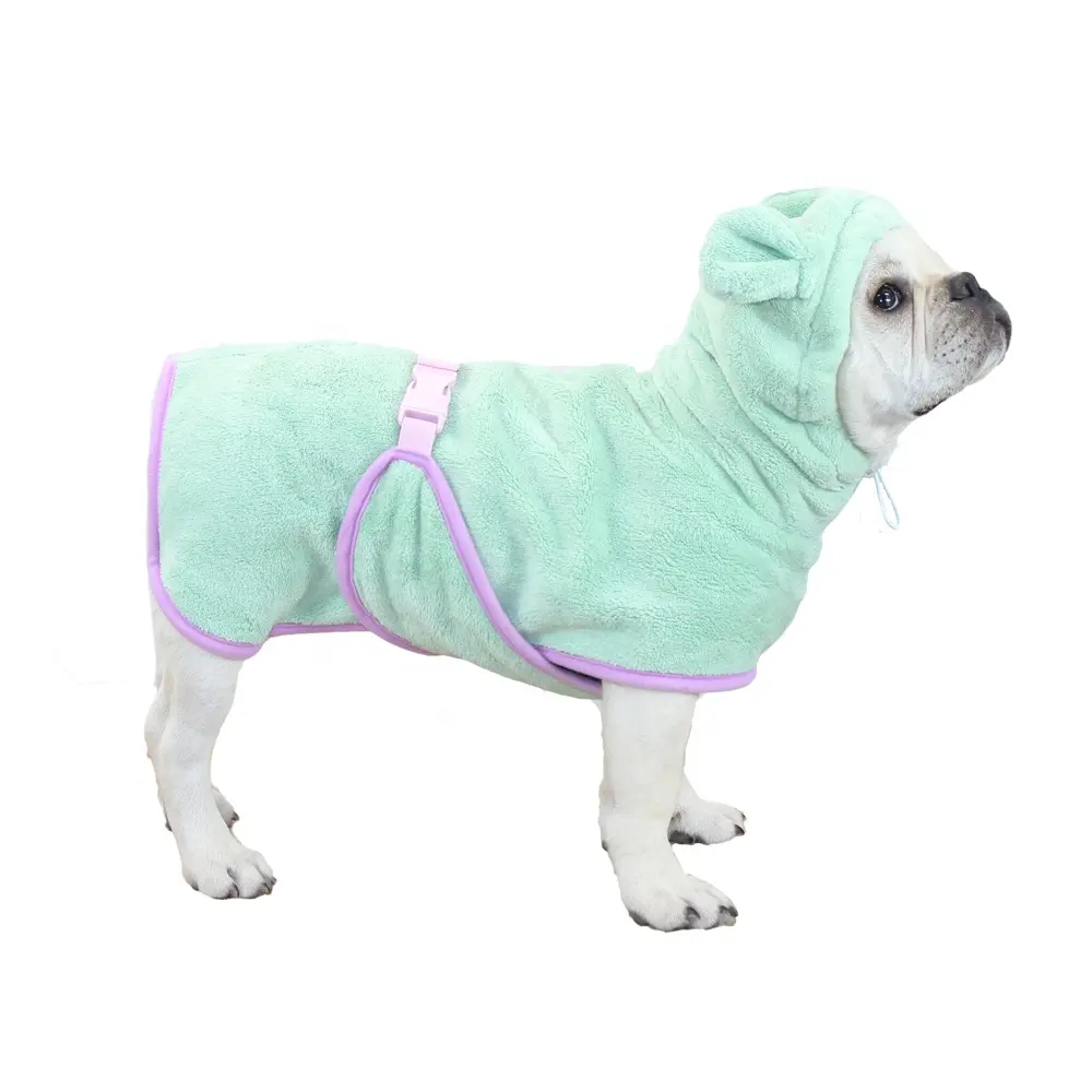 Wholesale New Coral Velvet Pet Clothes Super Absorbent Small And Medium-sized Dog Pajamas Dog Bathrobe