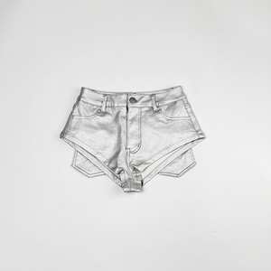 "Les shorts super courts pour dames extensibles enduits de 2025 ont un design brillant et monochromatique qui a l'air sexy" - Product Image 1