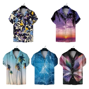 Camicia Hawaiana Vintage <span class=keywords><strong>Aloha</strong></span> da Uomo, Manica Corta Estiva con Stampa Palme, Traspirante, in Maglia, Stile Casual e Ampio, ODM - Product Image 1