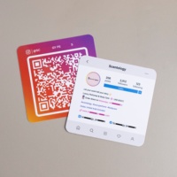 Diseño gratuito de alta calidad Instagram Facebook QR Code Social Media Pink Business Card con logotipo personalizado Saludo Tarjetas de agradecimiento