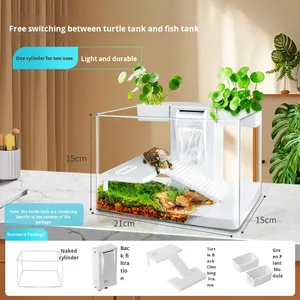 Kit d'<span class=keywords><strong>aquarium</strong></span> de bureau tout-en-un avec lumière, filtre, plateforme de bain de soleil pour tortues, petit <span class=keywords><strong>aquarium</strong></span> en plastique pour la décoration de la maison ou du bureau - Product Image 6