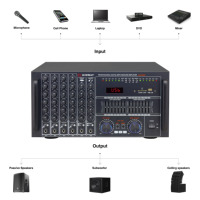 MA-8000 Amplificateur karaoké 350W à 2 canaux avec USB SD Bluetooth LED Display Multi Mic Input pour KTV Club School