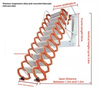 Escalier de grenier télescopique manuel moderne en acier au carbone, échelle invisible escamotable, accessoire mural intérieur/extérieur, 300 kg