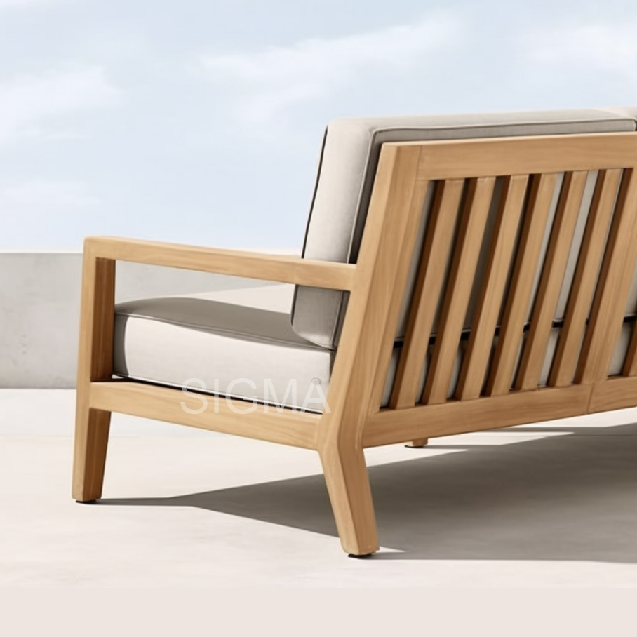 All Weather New Wholesale Patio Garden Pool Sun Furniture Set Solid Wood Teak Outdoor Chaise Chair Soft Cushion