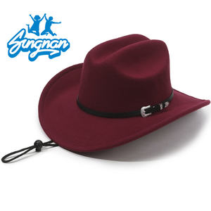 חדש יוקרה חם הסיטונאי לוגו מותאם אישית woolen הרגשתי כובע קאובוי המערבי לגברים מבוגרים מסיבה לקשט - Product Image 2